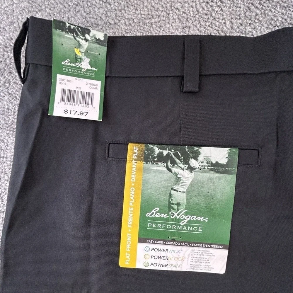 Ben Hogan Performance Mens Golf Shorts Black Flat Front Size 44 Caviar NEW